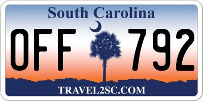 SC license plate OFF792