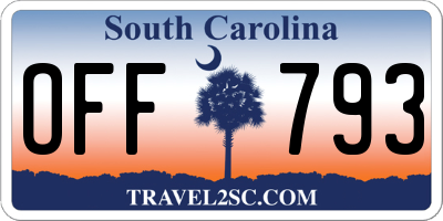 SC license plate OFF793