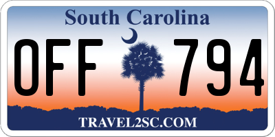 SC license plate OFF794