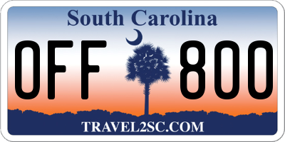 SC license plate OFF800