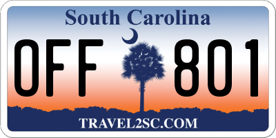 SC license plate OFF801