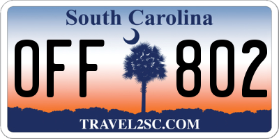 SC license plate OFF802