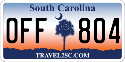 SC license plate OFF804