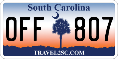 SC license plate OFF807