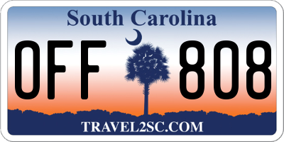 SC license plate OFF808