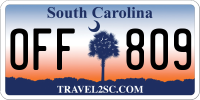 SC license plate OFF809