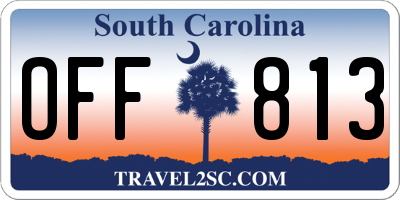 SC license plate OFF813