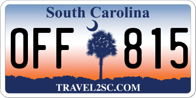 SC license plate OFF815