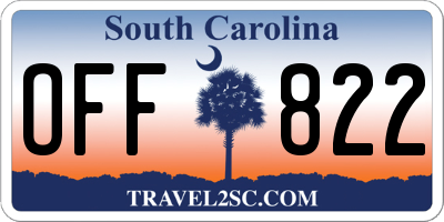 SC license plate OFF822