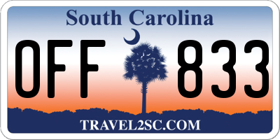 SC license plate OFF833