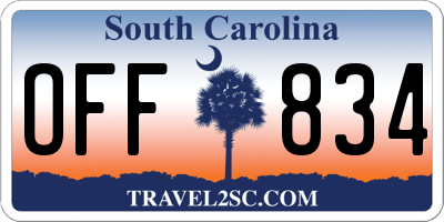 SC license plate OFF834