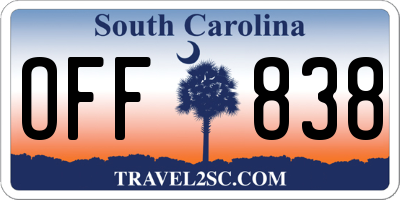 SC license plate OFF838
