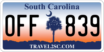 SC license plate OFF839