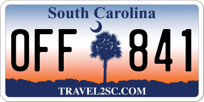 SC license plate OFF841