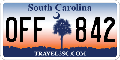 SC license plate OFF842