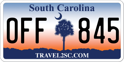 SC license plate OFF845