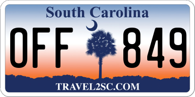 SC license plate OFF849