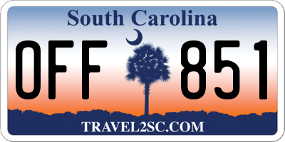 SC license plate OFF851
