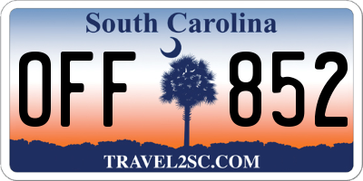 SC license plate OFF852