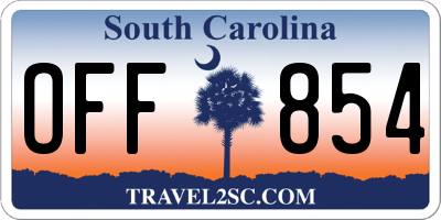 SC license plate OFF854