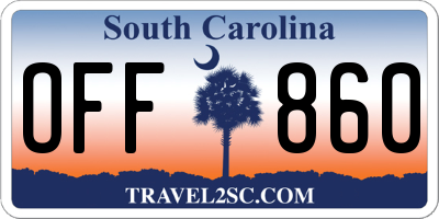SC license plate OFF860