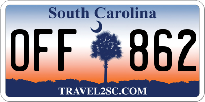 SC license plate OFF862