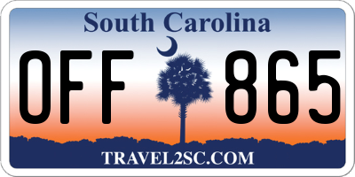 SC license plate OFF865