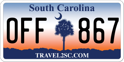 SC license plate OFF867