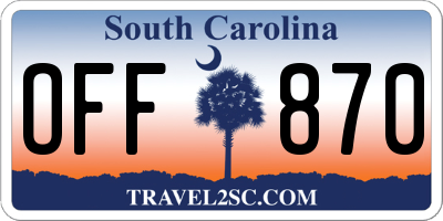SC license plate OFF870