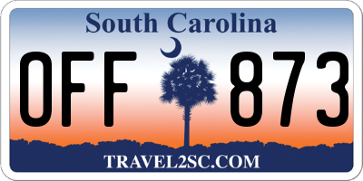 SC license plate OFF873