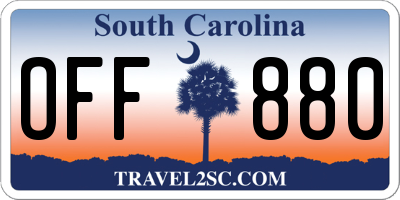SC license plate OFF880