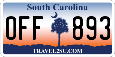 SC license plate OFF893