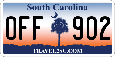 SC license plate OFF902