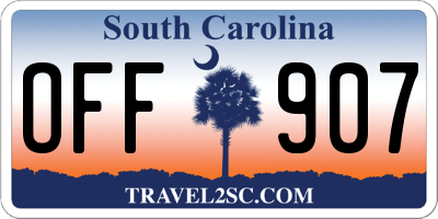 SC license plate OFF907