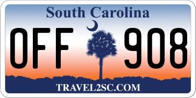 SC license plate OFF908
