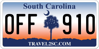 SC license plate OFF910
