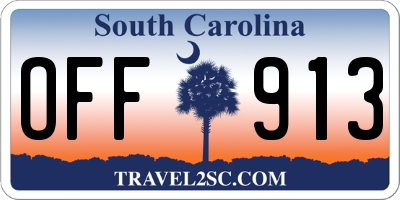 SC license plate OFF913