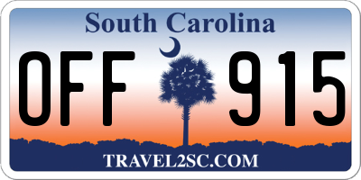 SC license plate OFF915
