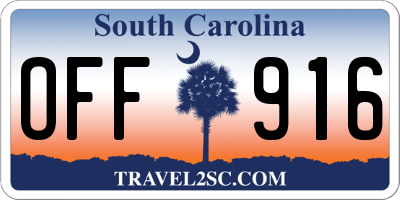 SC license plate OFF916
