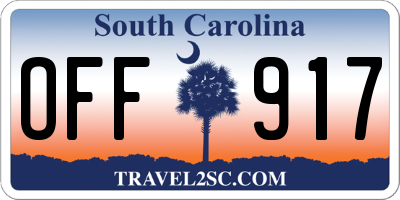 SC license plate OFF917