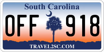SC license plate OFF918