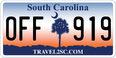 SC license plate OFF919