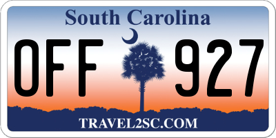 SC license plate OFF927