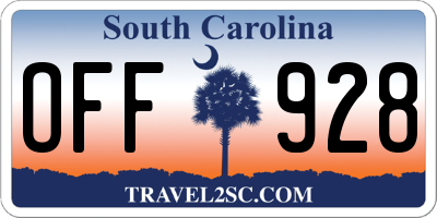 SC license plate OFF928