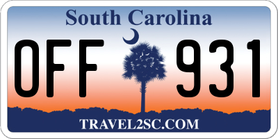 SC license plate OFF931
