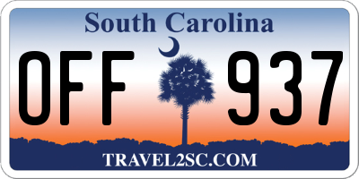 SC license plate OFF937