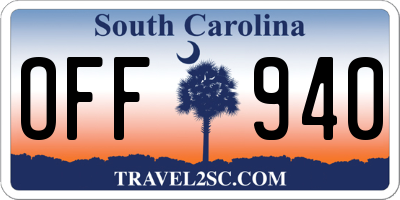 SC license plate OFF940
