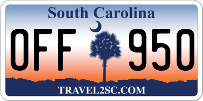 SC license plate OFF950