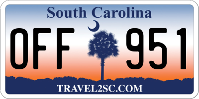 SC license plate OFF951