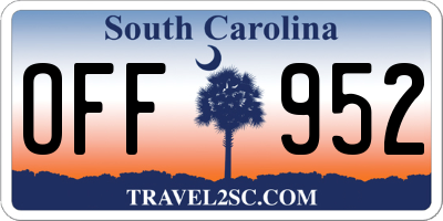 SC license plate OFF952